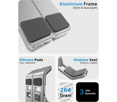 Voomy ECO Laptop Standaard - Verstelbaar & Opvouwbaar - 9 tot 17 inch - Recycled Aluminium - Ergonomische Stand - Voor Laptop, Macbook, Tablet, Lenovo, iPad - Zwart
