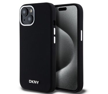DKNY Silicone Metal Logo Back Case - iPhone 15 (6.1") - Zwart Zwart