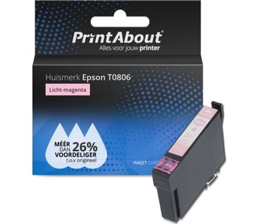 PrintAbout Huismerk Epson T0806 Inktcartridge Licht-magenta