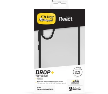 Otterbox OtterBox React-hoesje voor Galaxy A54 5G, schokbestendig, valbestendig, ultradun, beschermende, getest volgens militaire standaard, Antimicrobieel, Black Crystal