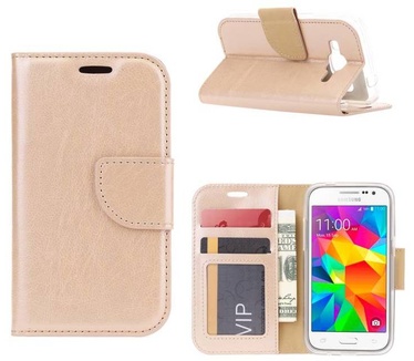 Luxe Lederen Bookcase hoesje voor de Samsung Galaxy Core Prime G360 - Goud (Samsung Galaxy Core Prime G360) Goud