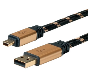 Roline GOLD USB 2.0 Kabel, type A - 5-Pin Mini, zwart 3,0m