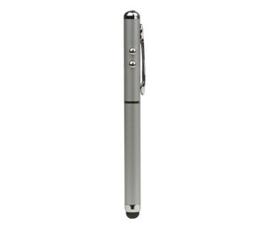 qMust Capacitive stylus met LED lamp en Laser Pointer - Zilver