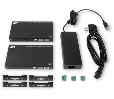 ACT AV media extender set met dual USB-C switch, CAT6A, 100 meter