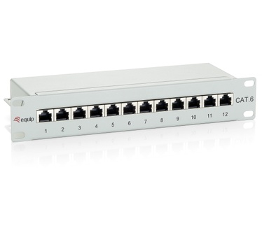 Equip 12-Port Cat.6 Shielded Patch Panel, Light Grey