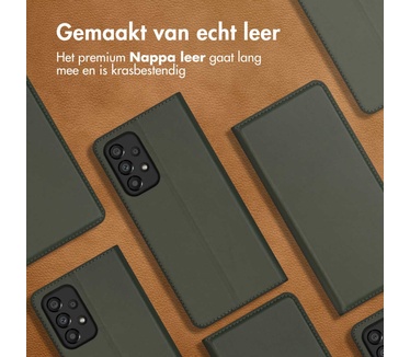 Accezz Premium Leather Slim Bookcase Samsung Galaxy A33 - Groen