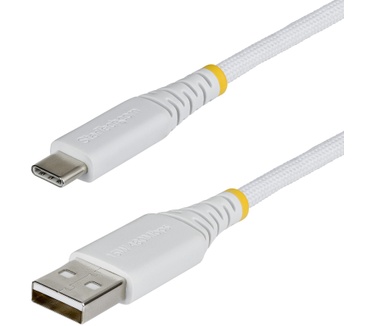 Startech.com 3m USB-A naar USB-C Snellaadkabel, 15W 3A, Dual-Layer Gevlochten Nylon / TPE Mantel, Duurzame USB-A naar USB-C Oplaadkabel, Wit