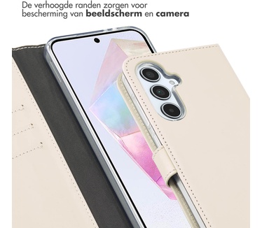 Selencia Echt Lederen Bookcase Samsung Galaxy A35 - Greige