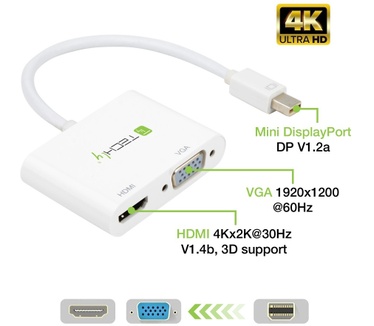 Techly Mini DisplayPort to HDMI/VGA Adapter Wit