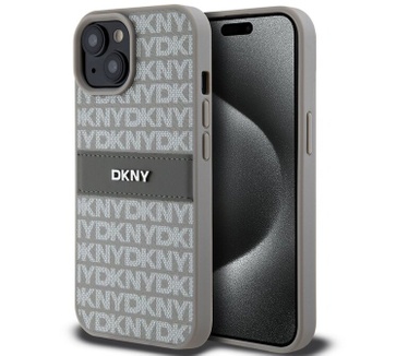 DKNY Textured Tonal Stripe Back Case - iPhone 15 (6.1") - Beige Beige