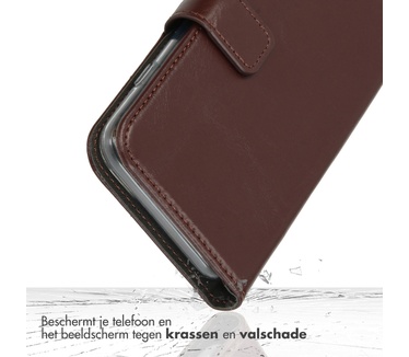 Selencia Echt Lederen Bookcase iPhone SE 4 - Bruin