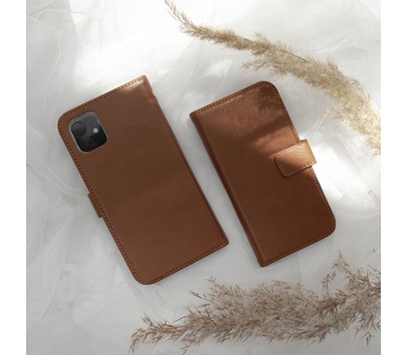Selencia Echt Lederen Bookcase Samsung Galaxy S21 Plus - Lichtbruin