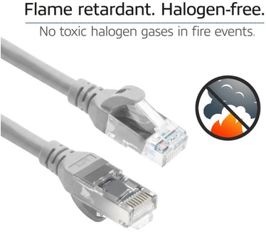 ACT Grijze 3 meter TPE U/UTP CAT6A ultra-flex patchkabel snagless met RJ45 connectoren