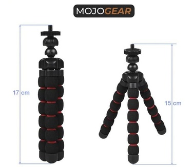 Mojogear Flexibel mini-statief met schuimrubber poten Zwart/Rood