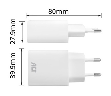ACT AC2100 - Compacte USB-C-oplader 20W voor snel opladen