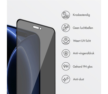 Accezz Gehard Glas Privacy Screenprotector + Applicator voor de Apple iPhone 18 Pro / 17 Pro