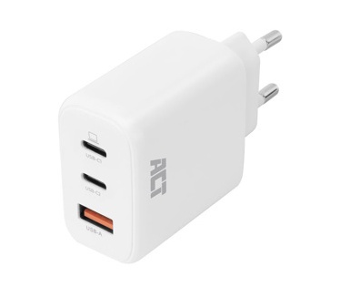 ACT USB-C/USB-A Charger 65W 3-port with Power Delivery PPS, QuickCharge and GanFast