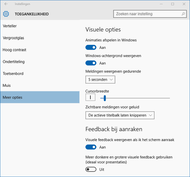 Toegankelijkheidopties