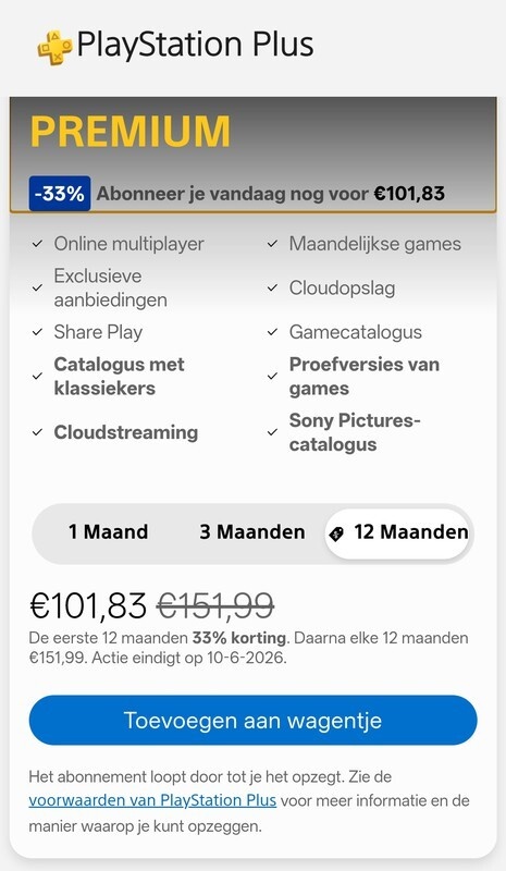 PlayStation Plus Premium 33% jaarkorting - 28 mei 2026