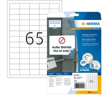 Herma Etiketten wit Movables/verwijd. 38.1x21.2 A4 1625 st