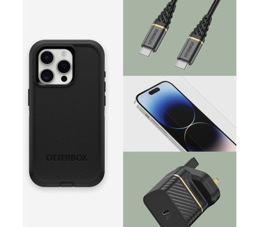 Otterbox Defender Series voor iPhone 15 Pro, Black (iPhone 15 Pro) Zwart