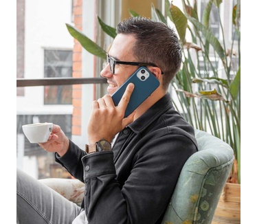 Accezz Leather Backcover met MagSafe iPhone 12 Mini - Donkerblauw