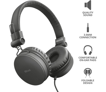 Trust Tones Wired Headphones (Zwart)
