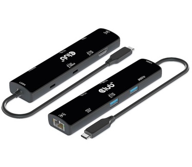 Club 3D USB4 Gen3x2 Type-C, 6-in-1 Hub with HDMI 8K60Hz or 4K120Hz, 2xUSB Type-A(10G), Ethernet RJ45(2.5G) and 2xUSB Type-C, 1x Data(10G) and 1xPD3.0 charging 100 watt