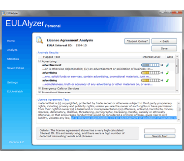 EULAlyzer 2.2 screenshot