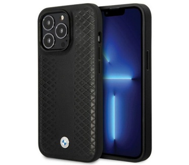 BMW Leather Diamond Back Case Apple iPhone 14 Pro (6.1") - Zwart Zwart