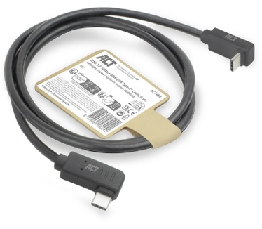 ACT USB 3.0 10Gbps 60W USB Type-C (haaks links/rechts) naar USB Type-C (haaks boven/beneden) kabel, 1 meter