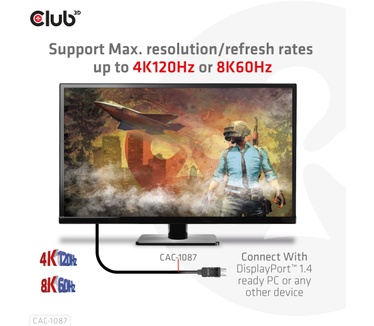Club 3D DisplayPort 1.4 to HDMI 4K120Hz or 8K60Hz HDR10 Cable M/M 3m/9.84ft Zwart