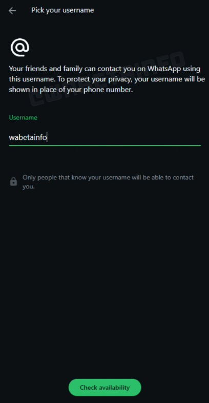 WhatsApp gebruikersnamen WABetaInfo
