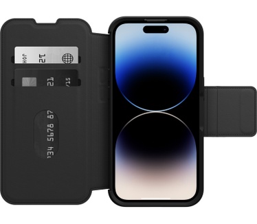 Otterbox OtterBox Strada-hoesje voor iPhone 14 Pro Max, schokbestendig, valbestendig, lederen folio met kaarthouder, 3x getest volgens militaire standaard, Zwart