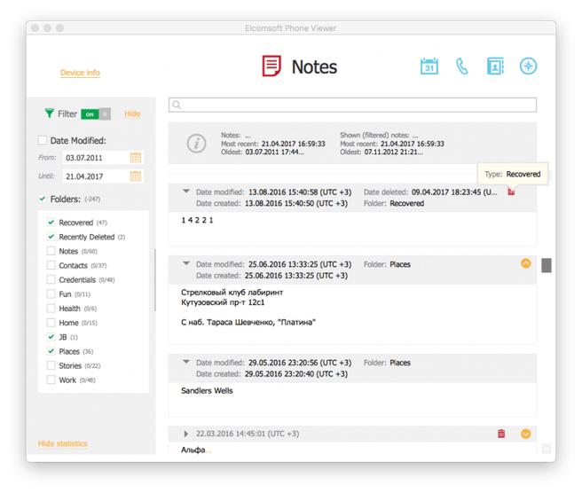 Elcomsoft verwijderde notes iCloud