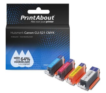 PrintAbout Huismerk Canon CLI-520/521 Inktcartridge 4-kleuren Voordeelbundel