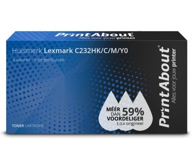 PrintAbout Huismerk Lexmark C232HK/C/M/Y0 Toner 4-kleuren Voordeelbundel Hoge capaciteit