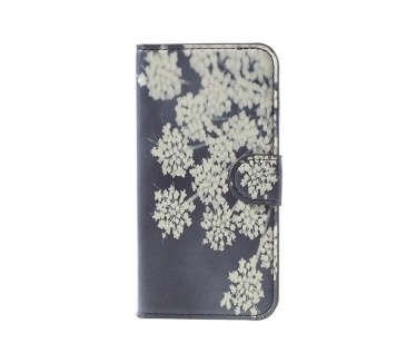 Merkloos Huawei Y5 Lederen Stand Case White Flowers