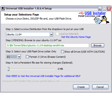 Universal USB Installer screenshot (481 pix)