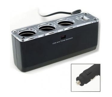 qMust Autolader Triple Car Socket + 1x USB (12/24V)