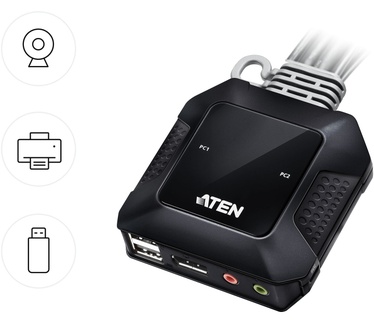 Aten 2-Port USB-C DisplayPort Hybrid Cable KVM Switch