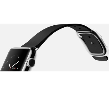 Apple Watch 38mm Roestvrij Staal - Zwart bandje, moderne gesp (klein) (Zwart)
