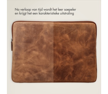 Accezz Leather Laptop hoes met rits 15-16 inch - Laptopsleeve - Cognac