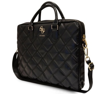 Guess Quilted 4G Metal Logo Laptop Tas - 15/16 inch - Zwart Zwart