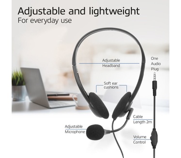 ACT Headset met 3,5mm audio-aansluiting (Zwart)