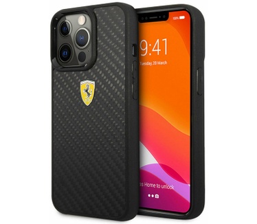 Ferrari Carbon Back Case - Apple iPhone 13 Pro Max (6.7") - Zwart Zwart