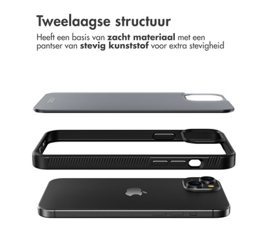 Accezz Rugged Frosted Backcover iPhone 15 Plus - Zwart