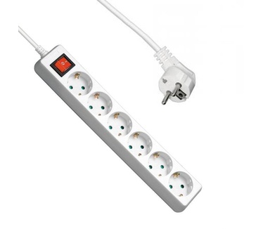 Allteq Stekkerdoos, 6-voudig, 15 meter Wit