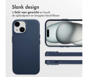 Accezz MagSafe Leather Backcover iPhone 15 - Donkerblauw