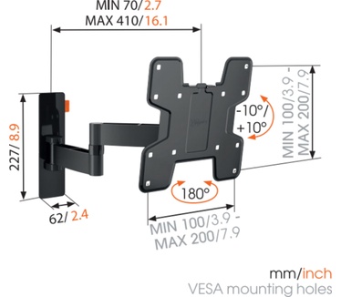 Vogel's WALL 3145 Draaibare tv-beugel 19"-43" Zwart